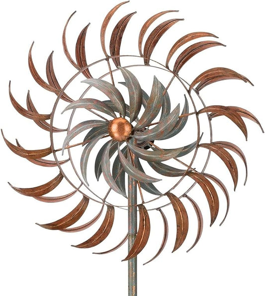Regal Art & Gift Copper Petals Wind Spinner – Metal Yard Decorations Outdoor | Kinetic Garden Spinner for Lawn, Pathway, or Flower Bed | Weather-Resistant Outdoor Sculpture - 24 Inch