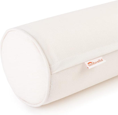 Austin Horn Classics Sunbrella Set of 2 Zippered Neck Bolster Pillow, Made with Sunbrella Fabric, Cylinder Pillows, for Couch & Bed, Decorative Round Throw Pillow, Back & Neck Support (Eggshell)