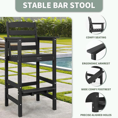 FUNBERRY Bar Height Outdoor Chairs, Tall Adirondack Chairs Set of 2, All Weather HDPE Outdoor Bar Chair for Bistro Patio Balcony