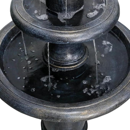 45.2“ High Outdoor Water Fountain, Concrete Outdoor Waterfall Fountain with Pump for Yard Garden Patio Backyard Deck Relaxation Decor - Black