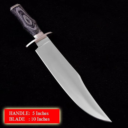 Survival Hunting Knife with Sheath, Handmade 15-inch Full Tang D2 Fixed Blade Tactical Bowie Knife for Camping, Outdoor, Bushcraft with Solid Engineered Wood Handle,Gift for BF/MEN (Grey)