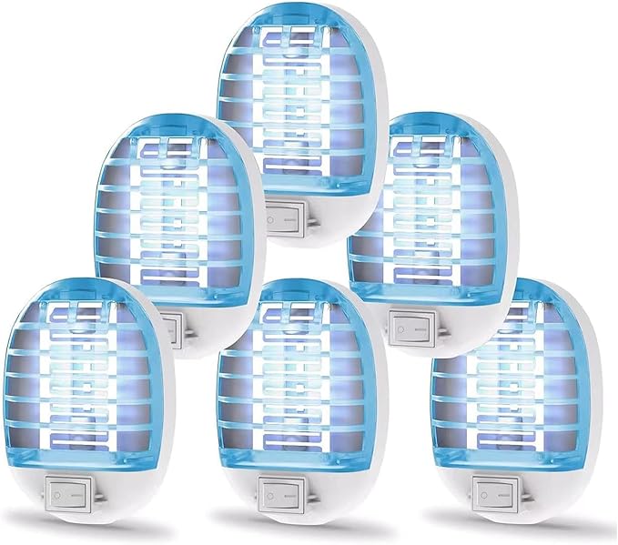 6 Pack Bug Zapper Indoor, Electronic Mosquitoes Killer Zapper with Blue Lights for Living Room, Baby Room, Kitchen, Bedroom(4)