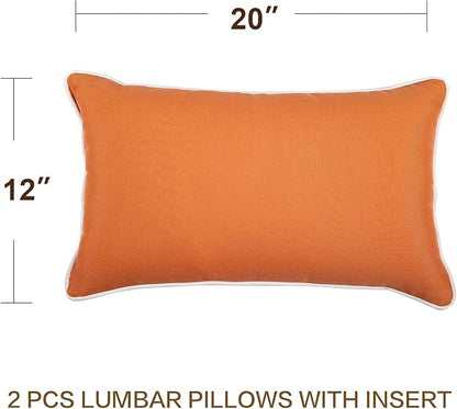 JMGBird Outdoor Pillows Waterproof Set of 2 Outdoor Lumbar Pillows with Insert Included 12×20 Inch Outdoor Pillow for Patio Furniture