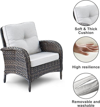 HUMMUH 4-Piece Patio Furniture Wicker Outdoor Conversation Set,All-Weather Rattan Outdoor Sofa Set Patio Chairs Coffee Table for Backyard,Porch,Deck