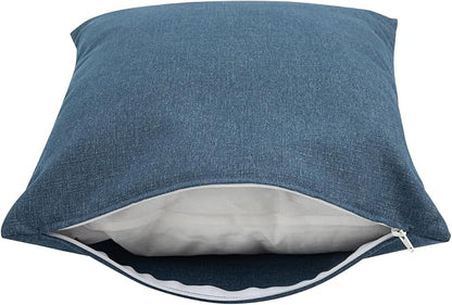 Outdoor Throw Pillows Water Resistant 18x18 inch,Decorative Throw Pillow with Insert Set of 2,Hidden Zipper Headrests for Patio Furniture Sofa Couch Chair(Denim Blue)