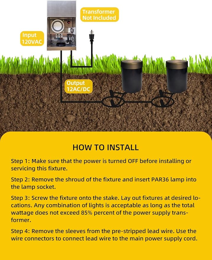 COLOER In-Ground Well Lights Large Size, LED Outdoor Low Voltage Pathway Lights, IP65 Waterproof Landscape Lighting,12-24 Volt 6W 2700K Warm White Ground Stake, 1-Pack with Bulb(302B)