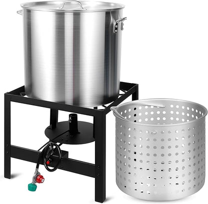 OT1001 Outdoor Fryer, Seafood Boil Kit, Featuring a Propane Burner, Propane Regulator, and a 100QT Pot with Basket, Built For Patio Garden Outdoor