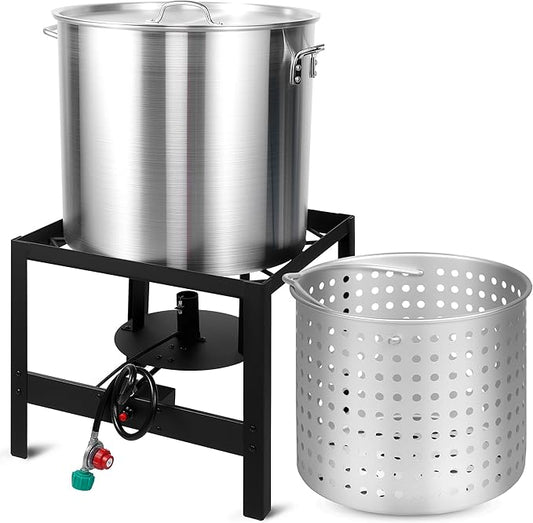 OT1001 Outdoor Fryer, Seafood Boil Kit, Featuring a Propane Burner, Propane Regulator, and a 100QT Pot with Basket, Built For Patio Garden Outdoor