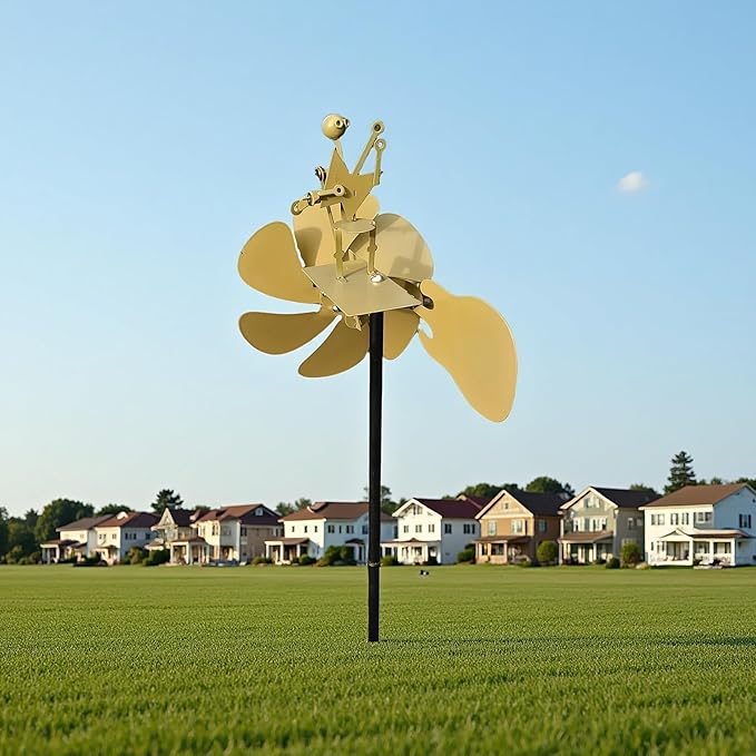 Handmade Metal Drummer Rock Band Guitar Windmill, Wind Powered Kinetic Sculpture, Garden Outdoor Wind Mill Spinner for Yard Lawn Garden Patio Rockin Art Figurine Decor (Gold-Guitar)