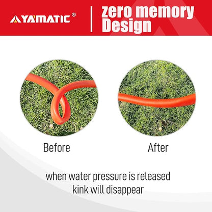 YAMATIC Female to Female Short Garden Hose 5/8 in x 10 ft, 2 in 1 Dual Use Heavy Duty Leader Hose with Solid Brass Connector, All-Weather Water Hose, Burst 600 PSI