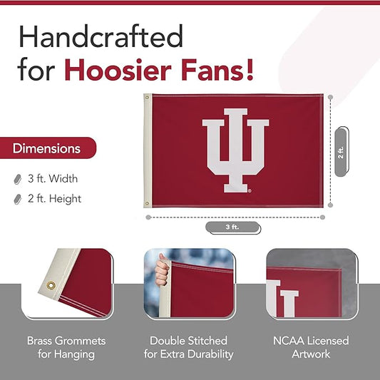 Indiana Hoosiers College Sports Printed Flag - NCAA Licensed - Nylon - School Banner (Red) (2' x 3')