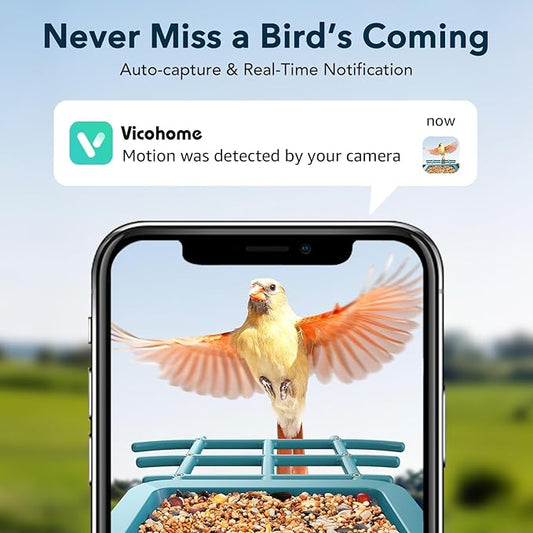 PeckCam® Bird Feeder with Camera Solar Powered, AI Identify & Auto Capture, 2K HD Live Video Smart Bird Feeder Camera Instant Notifications in Backyard, Gift for Bird Lovers