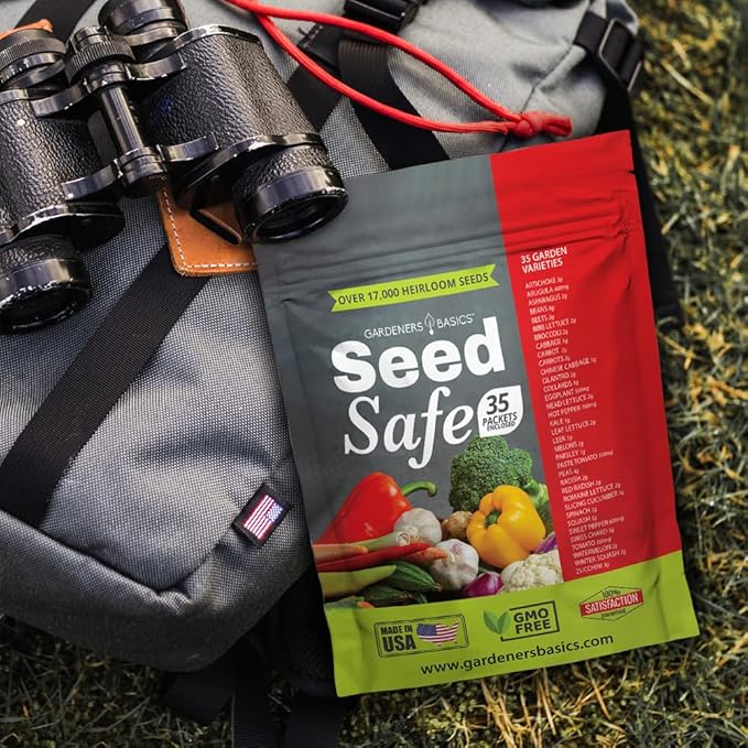 Gardeners Basics Seed Safe Kit – 35 Easy-to-Grow Heirloom Vegetable Seeds for Beginners – Non-GMO Garden Starter Set with 17,000+ Seeds – Perfect Gardening Gift for New Gardeners or Families