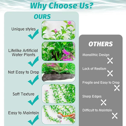 Hamiledyi Aquarium Plastic Plants Aquarium Decor Artificial Fish Tank Plants,Tall Fish Tank Decorations, Extra Large Aquarium Plant 20.4-inch Tall,2PCS