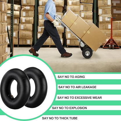 4.10/3.50-4" Inner Tubes, 2 Pack Heavy Duty 4.10 3.50-4/410/350-4 Replacement Tire Inner Tube with Bent Valve Stem for Wheelbarrow, Lawn Mower, Hand Truck, 4" Cart, Tractor, Dolly, Trailer, etc
