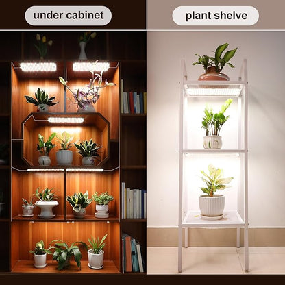 3Pack Flat Panel Grow Lights for Indoor Plants, Seed Starting, Vegetables with 4/8/12 Hr Timer, 30W Full Spectrum LED Plant Growing Lamps for Cabinet/Shelves/Greenhouse, Plug-and-Play, Connect Freely