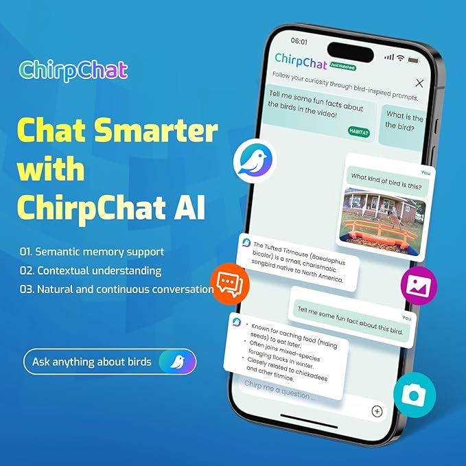 Smart Bird Feeder with Camera, Dual Seed Chambers & Spill Resistant, Solar-Powered HD Birdhouse with Camera Free AI Birds Species Recognition, Real-Time App Alerts – Ideal Gift for Bird Lovers, Blue