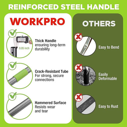 WORKPRO Lawn Leveling Rake, Heavy Duty Leveling Rake with 30” x 10” Ground Plate, Yard Leveling Rakes with 6FT Adjustable Handle, Metal Lawn Leveler for Garden, Backyard, Golf Course, Farm, Pasture