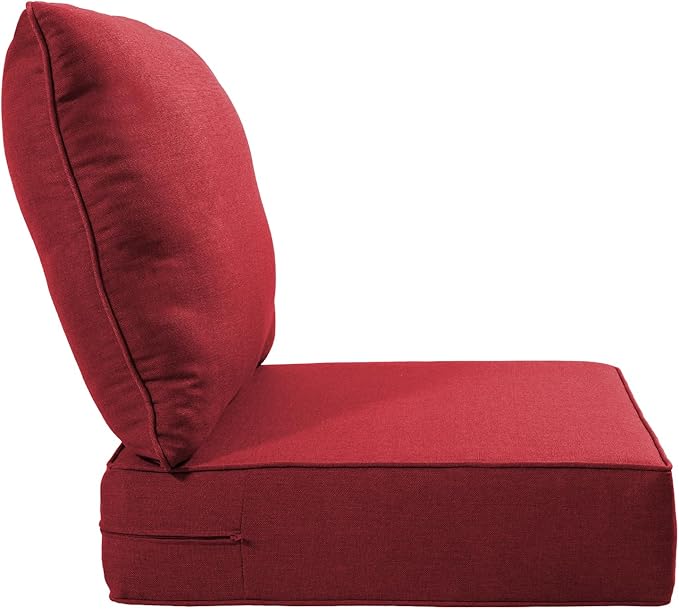 Luxury 22x24/22x25 6-Inch Outdoor Cushions for 5 Peice Patio Furniture Set - Set of 5 Water-Resistant Pillow for Dining Rocking Swivel Chairs Loveseat Couch Sectional Sofa - Red