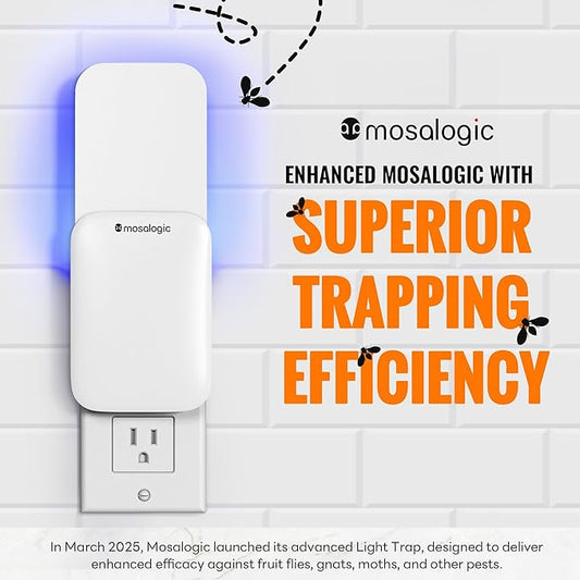 Mosalogic Fruit Fly Traps for Indoors Gnat Trap for House Indoor- 600 Sqft Protection Area UV Fly Insect Trapper for Fruit Flies，Gnat，Mosquito，and Other Flying Insect Plug in Bug Killer White