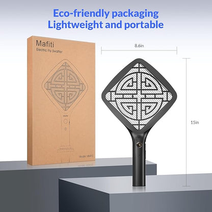 Mafiti Bug Zapper 3000V Ultra-Light Electric Fly Swatter with LED Light,Bug Zapper Indoor with Safety Grid for Home,Kitchen&Outdoor Camping-AA Battery Powered (not incl.)