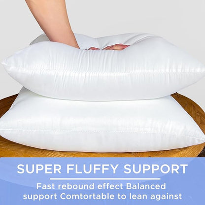 22x22 Inch Outdoor Throw Pillow Inserts, Pack of 2 - Premium Large Water-Resistant Decorative Pillows Stuffer for Sofas, Chairs,Patio Furniture, Porch Swing- White