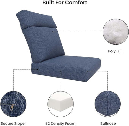 Covers & All Olefin Rectangle High Back Chair Cushion, 420 Denier Supportive Foam Seat and Poly Fill Back Outdoor High Back Chair Cushion, Water and for Patio High Back Chair Cushions