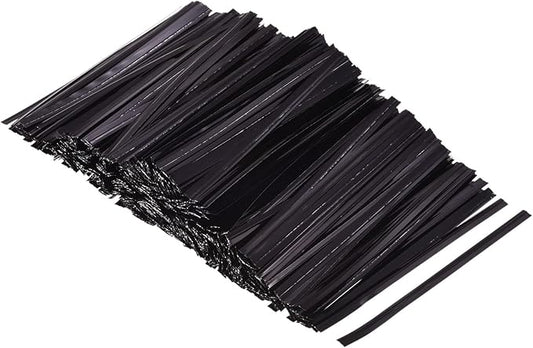 MECCANIXITY Foil Twist Ties 3" 8cm Metallic Plastic Closure Tie for Tying Bread, Candy, Cookies, Gift Bags Arts Crafts Ties Black Pack of 750