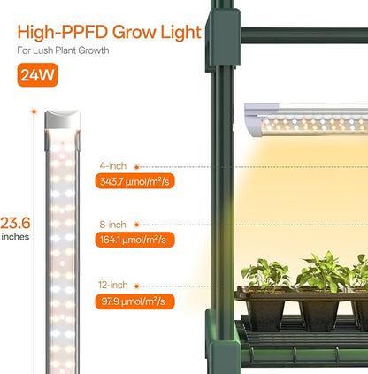 Bstrip Indoor Greenhouse with Grow Light, 4-Tier Mini Green House, 4Pcs Grow Lights for Indoor Plants with Timer, Zippered PVC Grow Tent with Airflow Windows, Indoor Greenhouse Cabinet 35x19.3x63in