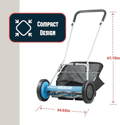 American Lawn Mower Company 20-Inch 5-Blade Walk Behind Reel Mower with Grass Catcher
