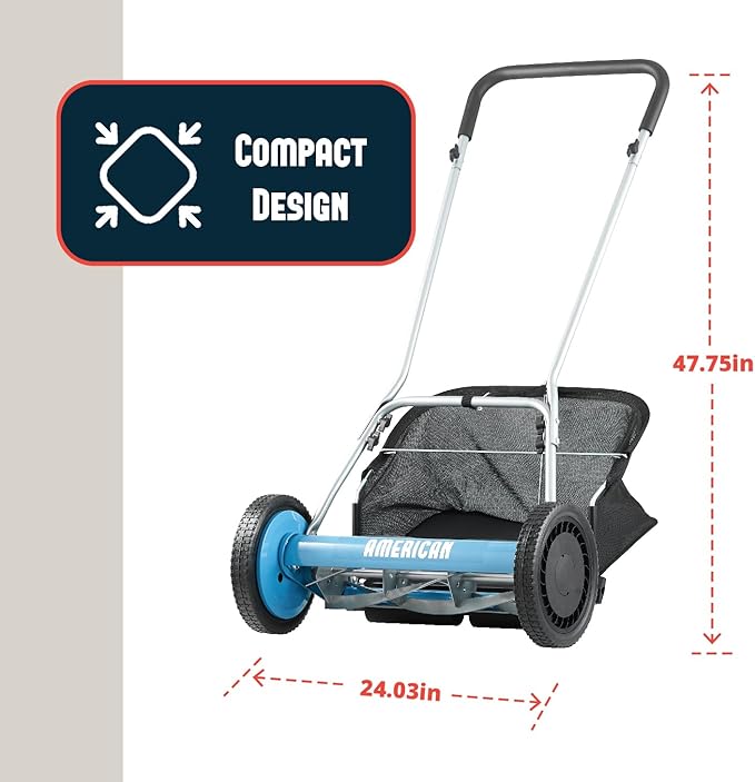American Lawn Mower Company 1804-18 18-Inch 5-Blade Walk Behind Reel Lawn Mower with Grass Catcher