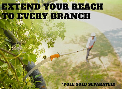 Pruning Manual Hand Saw // Hand Held or with Extension Manual Pole Saw for Tree Trimming // Fits All Extension Poles with Standard US Acme Thread // Tree Limb Hand Saw (Pole Sold Separately)
