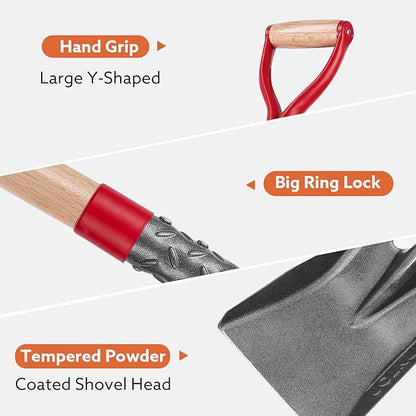 Heavy Duty Short Handle Square Flat Transfer Shovel for Gardening,Yard Work,Farming,Construction, 43 inches