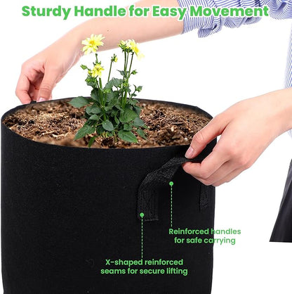 20-Pack 5 Gallon Plant Grow Bags: 280G Thickened Nonwoven Potato Grow Bags with Handles, Black Fabric Pots Felt Garden Bags, Gardening Supplies for Growing Vegetable Fruit Tomato Flowers Herbs
