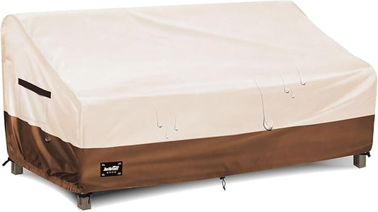 3-seater Outdoor Couch Cover,85"Wx38"Dx35"H Patio Sofa Cover,100% Waterproof Heavy Duty Patio Furniture Covers,Beige&Brown