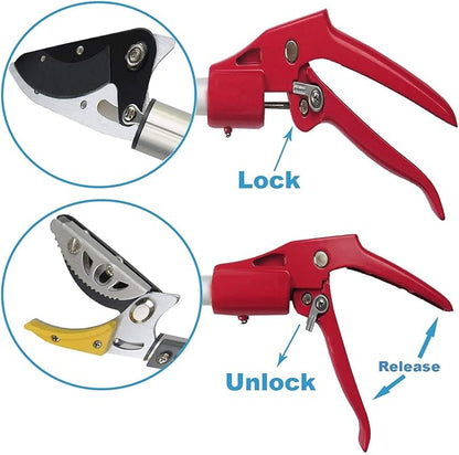 7.6-13 Foot 2 Sections Extendable Tree Trimmers with 4 Nodes Adjustment, Cut and Hold Pruners, Long Reach Pole Saw Pruning Shears, Telescopic Fruit Picker, Branch Clippers Garden Bypass Loppers