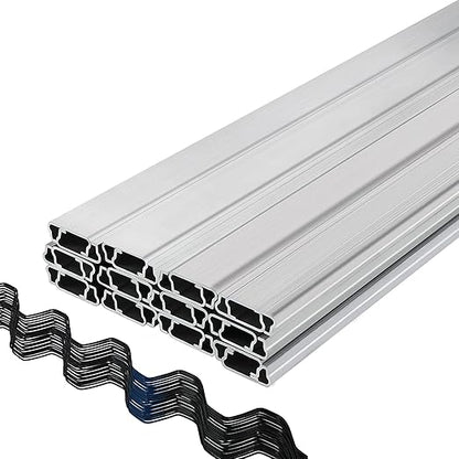 VEVOR Greenhouse Spring Wire and Lock Channel 50 Packs, 6.56 ft PE Coated Aluminum Alloy Bundle Kit, Plastic Poly Film or Shade Cloth Attachment w/Screws, Silver