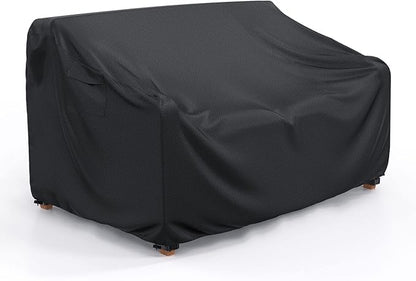 Patio Sofa Cover Waterproof, Heavy Duty 2-Seater Outdoor Couch Cover Patio Furniture Covers with Air Vent and Handles, 60" L×42" D×30" H, Black