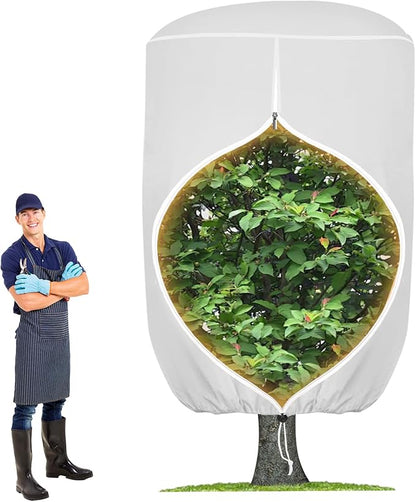 ANGAR Rounded Top Plant Covers Freeze Protection for Winter, Plant Covers for Winter, 75" X 90" Tree Frost Protection Blankets Outdoor with Zipper/Drawstring, for Shrub Bush Fruit Tree Potte(White)