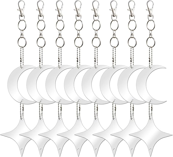Keep Birds Away Mirror Disc, Hanging Reflectors to Scare Birds Away from Your House and Garden, 16 Moon-Star Discs