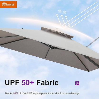 PURPLE LEAF Cantilever Umbrella with Base Included 9' X 12' Outdoor Double Top Deluxe Rectangle Patio Umbrella Offset Hanging Outdoor for Garden Umbrella Cast Ash