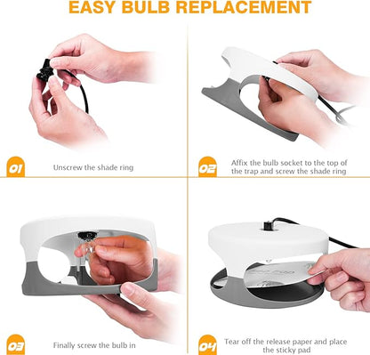 Flea Traps for Inside Your Home 2 Packs, Flea Light Trap for Indoor, Bed Bug Killer with Sticky Pads & Light Bulb Replacement, Natural Fleas Insect Infestation Treatment Trap