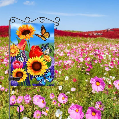 large Garden Flag 28x40 Double Sided sunflower flag, monarch Butterfly Floral Flower Welcome Garden Yard House Flags Outside Outdoor House sunflower Spring Summer Décor