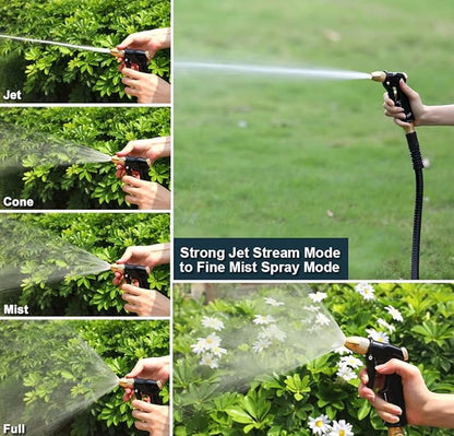 ESOW Garden Hose Nozzle, 100% Heavy Duty Metal Spray Gun with Full Brass Nozzle, High Pressure Watering Nozzle, Adjustable Spray Water Flow for Watering Plants, Showering Pet, Washing Car, Cleaning