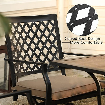 PHI VIALLA Patio Outdoor Swivel Dining Chairs Outdoor Furniture Chairs Set of 6 with Cushion Suports 300lbs for Lawn Garden Backyard Weather Resistant-Black Frame
