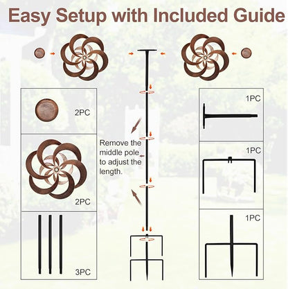 Garden Wind Spinners Outdoor Metal, Copper Kinetic Wind Sculptures & Spinner Yard Art for Outdoor Patio Lawn Decoration