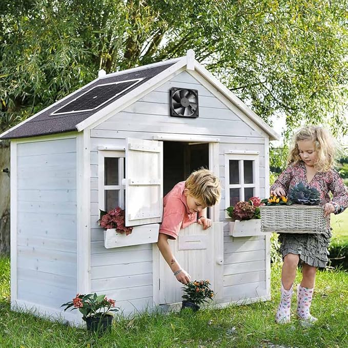 SUNYIMA Solar Panel Fan Kit, 12W Weatherproof Solar Panel with DC Fan for Small Chicken Coops, Greenhouses, Sheds,Pet Houses, Window Exhaust (Single Fan)