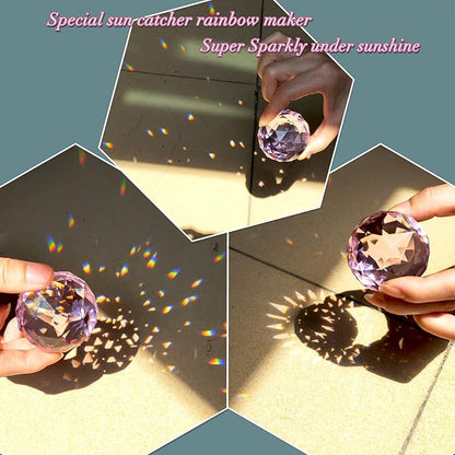 Gazing Ball Spiral Tail with Pink Crystal Orb | Sparkling Wind Spinner Stabilizer, Sun Catcher Rainbow Maker, Hanging Indoor/Outdoor Garden Decor & Gift Gift for Mom Grandma, 13" Height