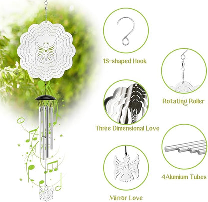 Wind Chimes with Angel Wind Spinner, Outdoor Garden Decor Wind Spinner, Gifts for Women, Mom, Retirement, Teacher, Parents Birthday, Memorial Gift for Garden Porch Patio Home Decor
