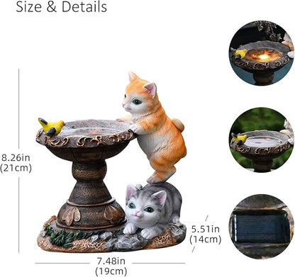 Solar Cat Garden Figurines Outdoor Decor Statue with LED Lights for Patio Balcony Yard Lawn Housewarming Gift for Garden Mom Grandma (Multicolor)
